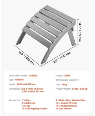 Adirondack Ottoman 21.5L x 18.9W in HDPE Plastic Weather-Resistant Foldable