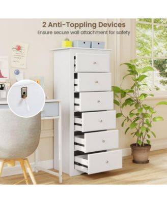 6-Drawer Tall Chest Dresser for Bedroom Storage