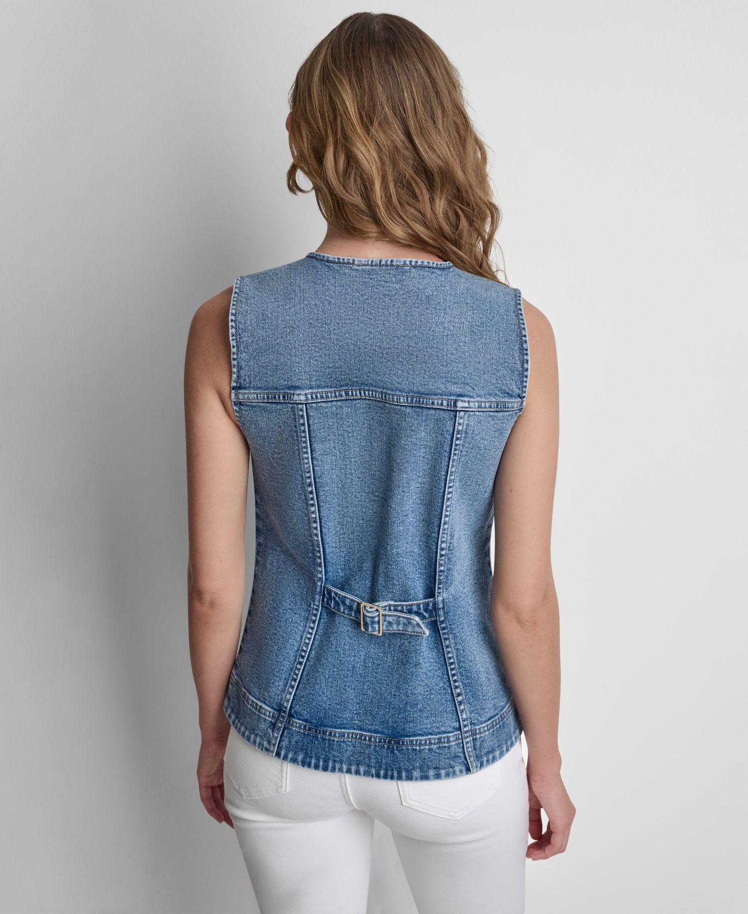 Women's Sleeveless Button-Front Denim Vest