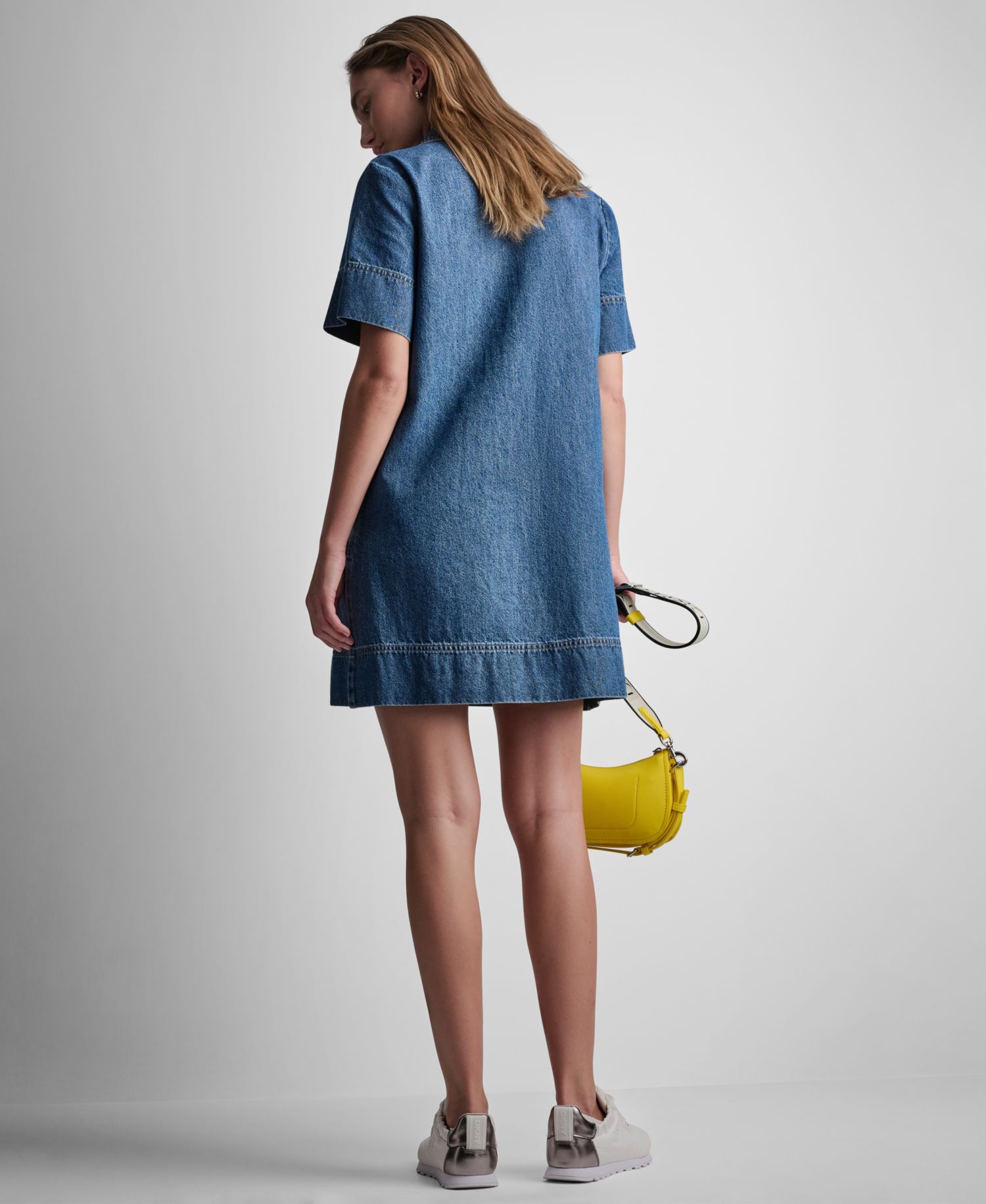 Women's Short-Sleeve Lace Up Shift Dress