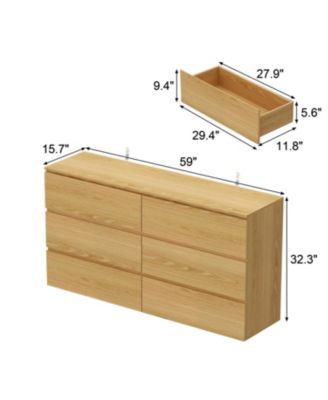 6-Drawers Wood Chest of Drawer Cabinet Organizer Dresser