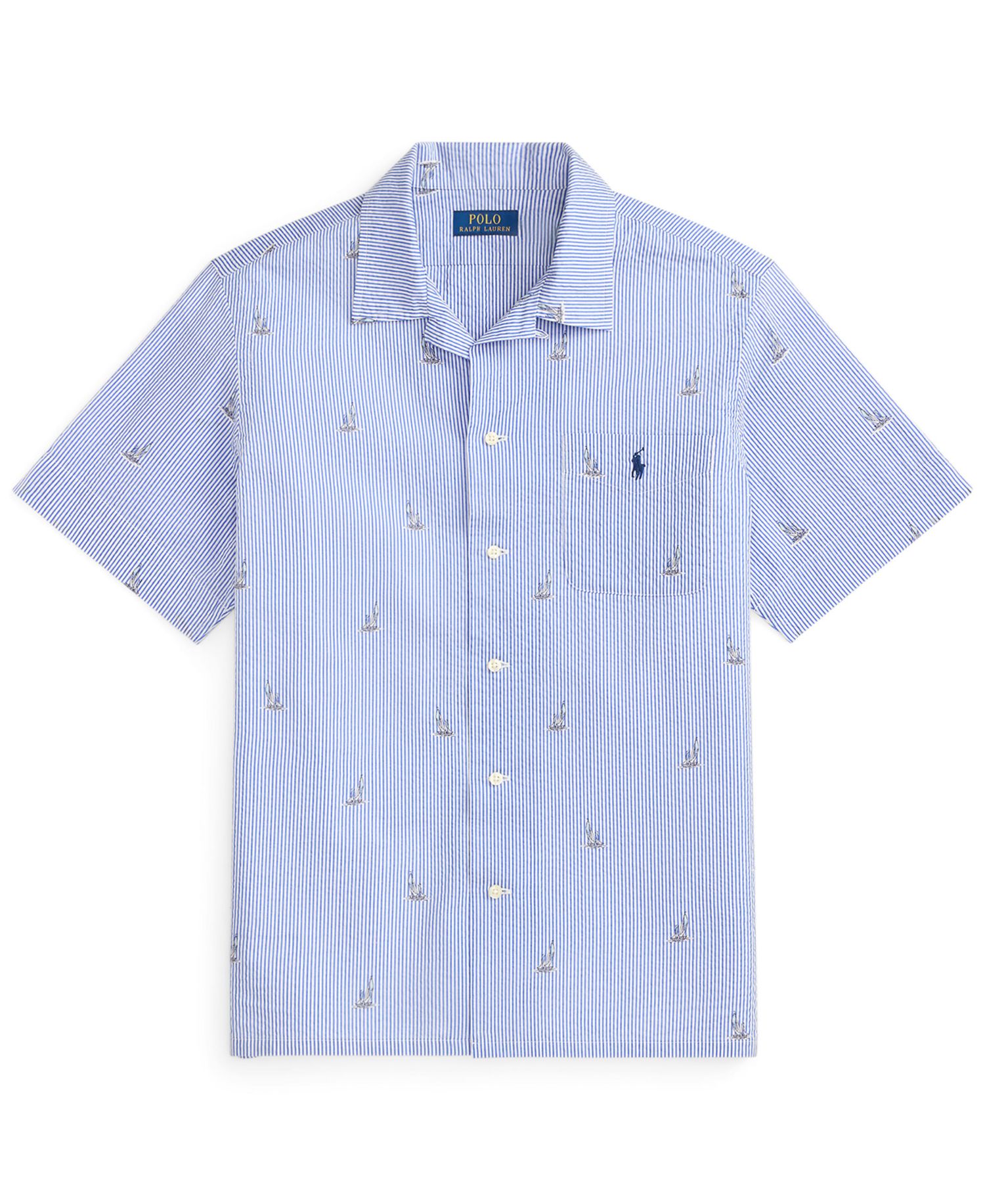 Men's Classic-Fit Sailboat Seersucker Shirt