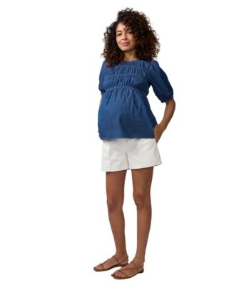 Maternity Ingrid & Isabel Short Sleeve Chambray Smocked Top