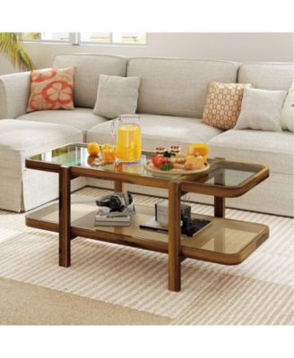 Glass Coffee Table 2 Tier with Storage Shelf