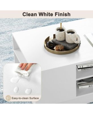 2 Tier Coffee Table with Open Storage Shelves