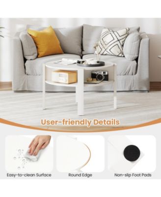 Round Coffee Table Storage Shelves for Small Space