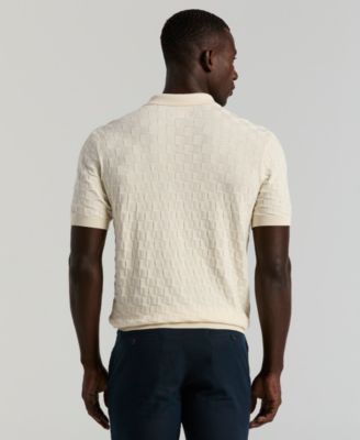 Men's Checker Texture Open Polo Sweater