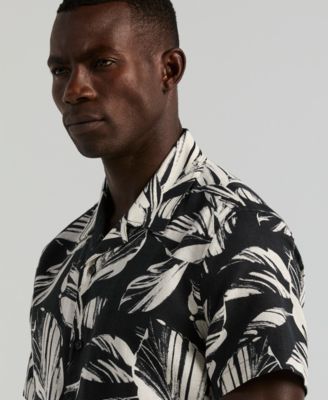 Men's Leaf Print Camp Collar Shirt