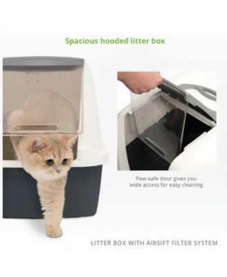 Hooded Litter Pan Easy Access Cleaning Odor Filter Jumbo Multiple Cats BPA Free