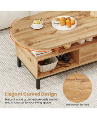 47 in Oval Coffee Table with Storage and Open Compartments