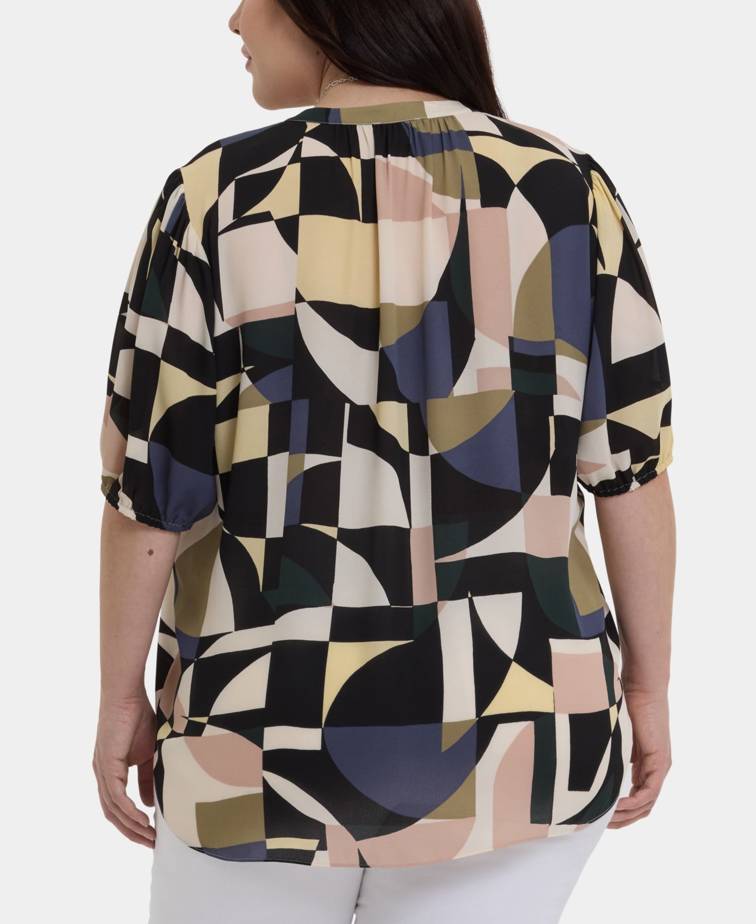 Plus Size Short-Puff-Sleeved Popover Top