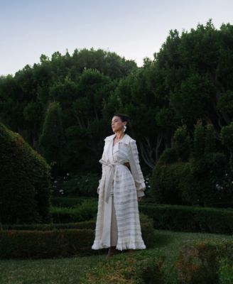 Women's Spread Collar Tulle Trench Coat