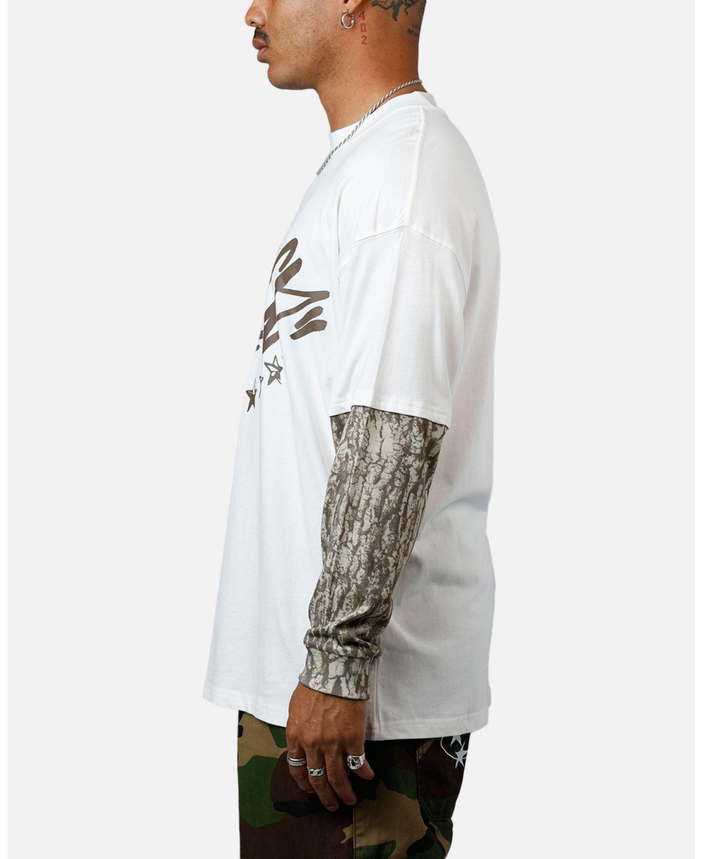 Мужская футболка CARRE Graffiti Layered Long Sleeve, цвет: Белый — фото 5
