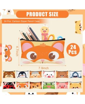 Cute Animal Zipper Pencil Case Canvas Pen Bag Organizer
