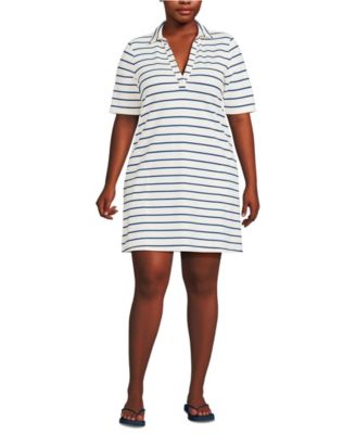 Plus Size Starfish Elbow Sleeve Polo Dress