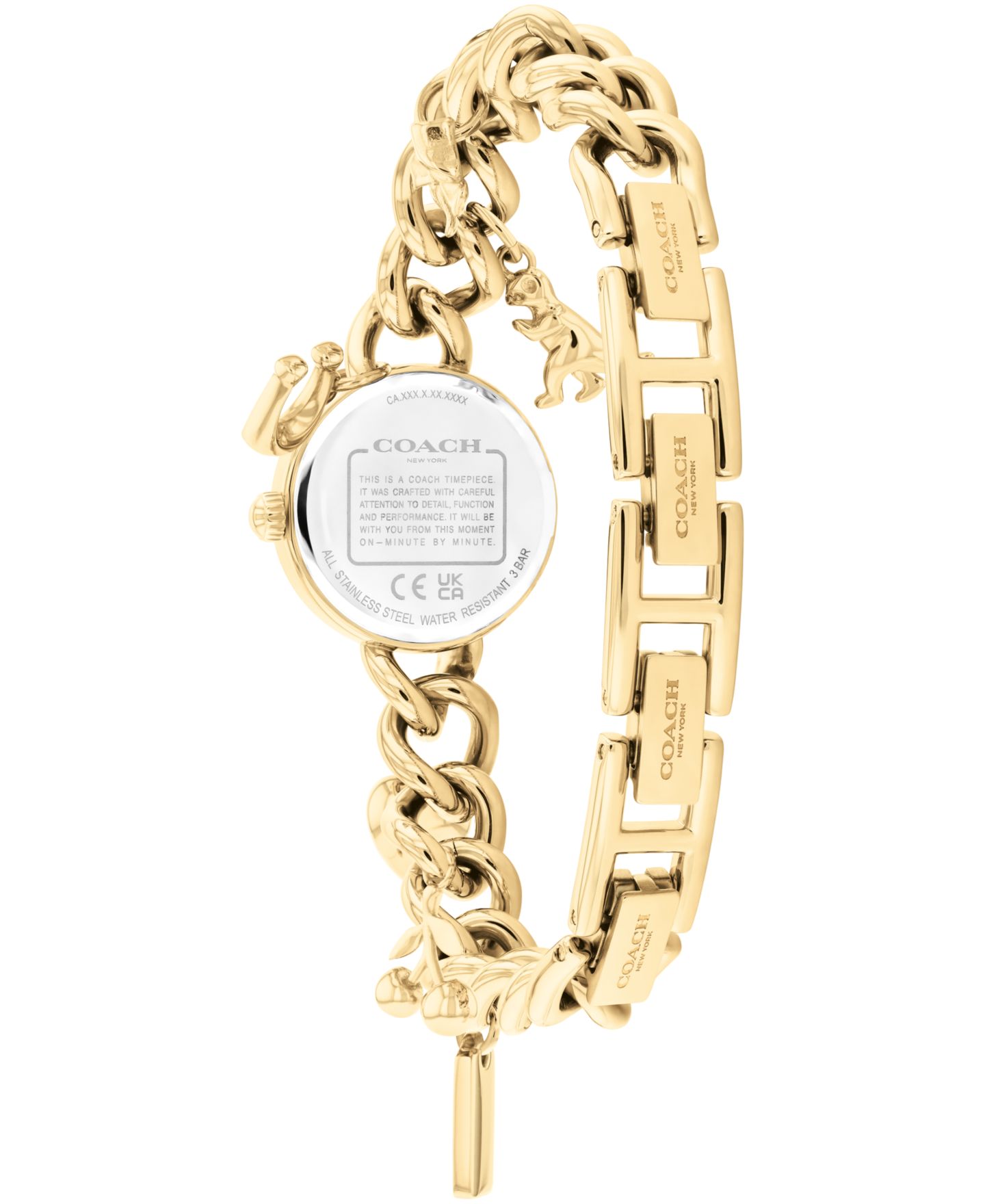 Женские часы COACH Iris Gold-Tone Stainless Steel Charm Bracelet Watch 22.5mm — фото 3