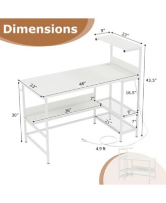 Computer Desk 48 Inch with Power Ports and Storage Organizer