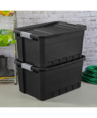 19 Gal Rugged Industrial Stackable Storage Tote w/ Lid, Black, 24 Pack