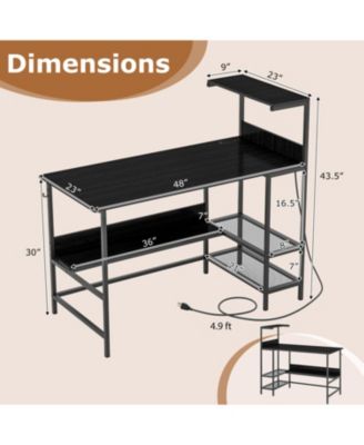 Computer Desk 48 Inch with Power Ports and Storage Organizer