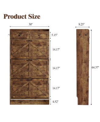 Rustic Farmhouse Narrow Shoe Cabinet Entryway Hallway Large Capacity Slim Storage Rack