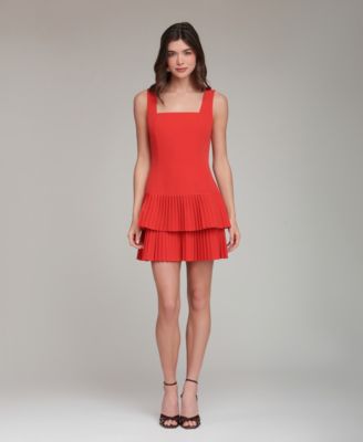 Women's Drop Waist Pleated Tier Mini Dress