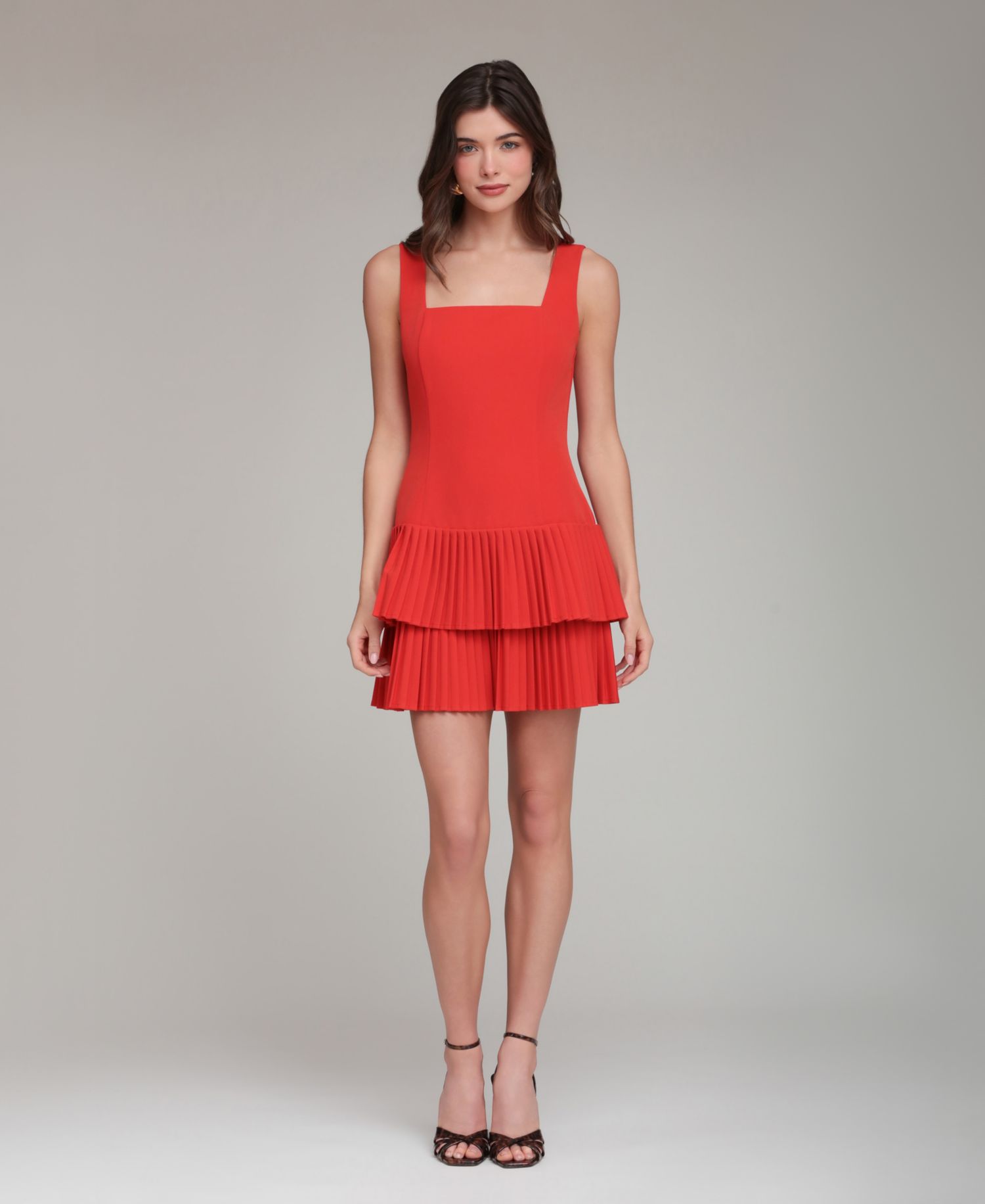 Women's Drop Waist Pleated Tier Mini Dress