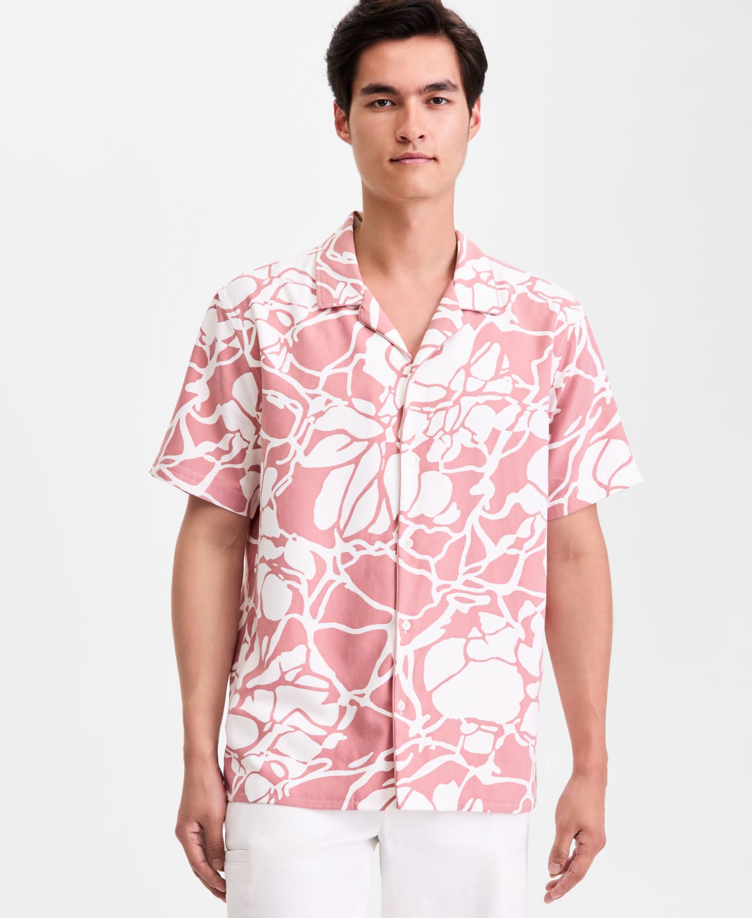 Men's Short-Sleeve Paperweight Floral Shirt, Macy's Exclusive