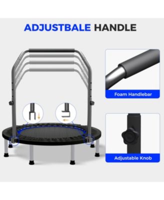 48" Mini Trampoline Foldable Exercise Rebounder with Adjustable Bar Fitness Trampoline,Exercise for Adults Indoor