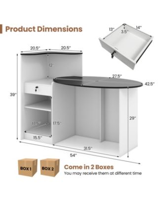 Modern Reception Front Desk with Oval Tabletop Counter