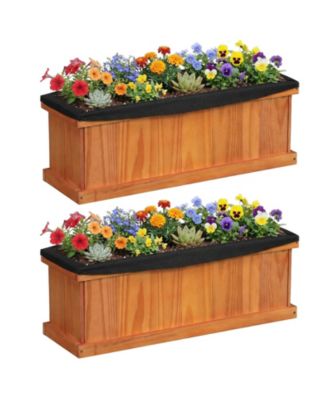 2PCS Wood Raised Garden Bed With Drainage Holes and Liner for Growing Flowers Herbs