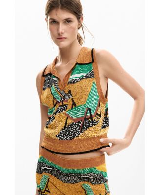 Women's Sleeveless jacquard T-shirt