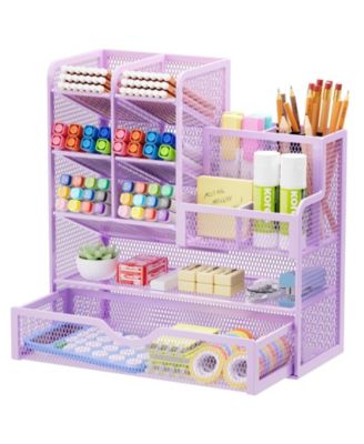 Mesh Pen Holder with Drawer Organizer