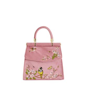Song Bird Embroidered Mini Pink Tote