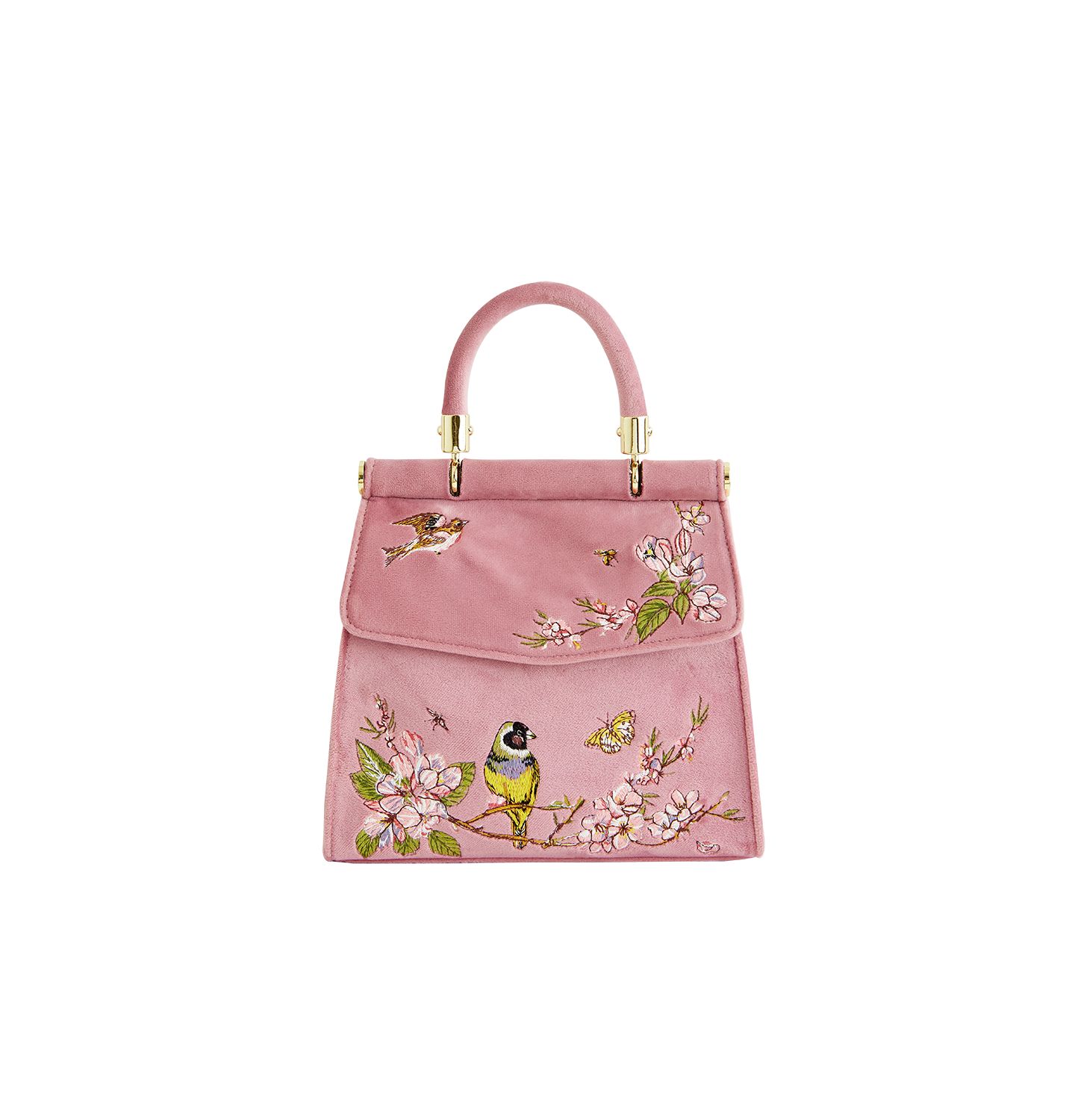 Женская сумка Fable England Song Bird Embroidered Mini Pink Tote, цвет: Розовый — фото 1