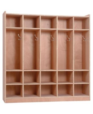 Wall Mounted Cubby Organizer with 15 Storage Compartments and Hooks