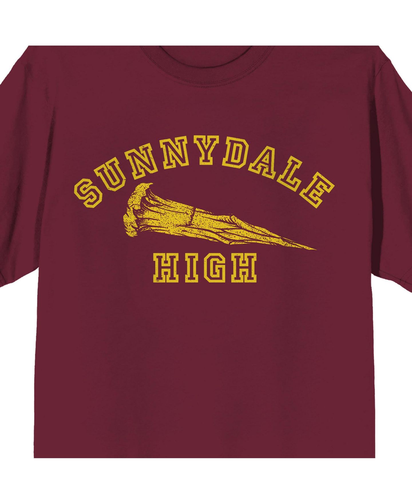 Мужской топ Buffy The Vampire Slayer Sunnydale High Adult Crew Neck Short Sleeve, цвет: Тёмно-бордовый — фото 2