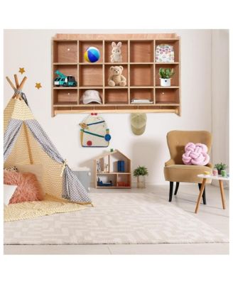 Wall Mounted Cubby Organizer with 15 Compartments and Hooks