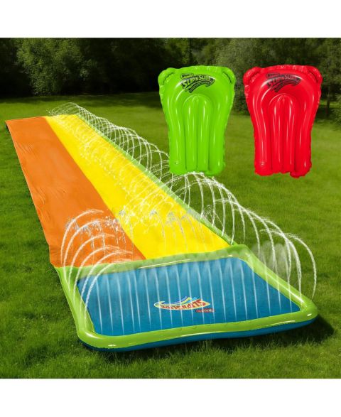 Детская игрушка Wham-o Slip N Slide Water Slide, 18ft Backyard Wave Rider Summer Outdoor Kid Toys, Double Lane, Includes 2 Boogie, цвет: Оранжевый / Жёлтый