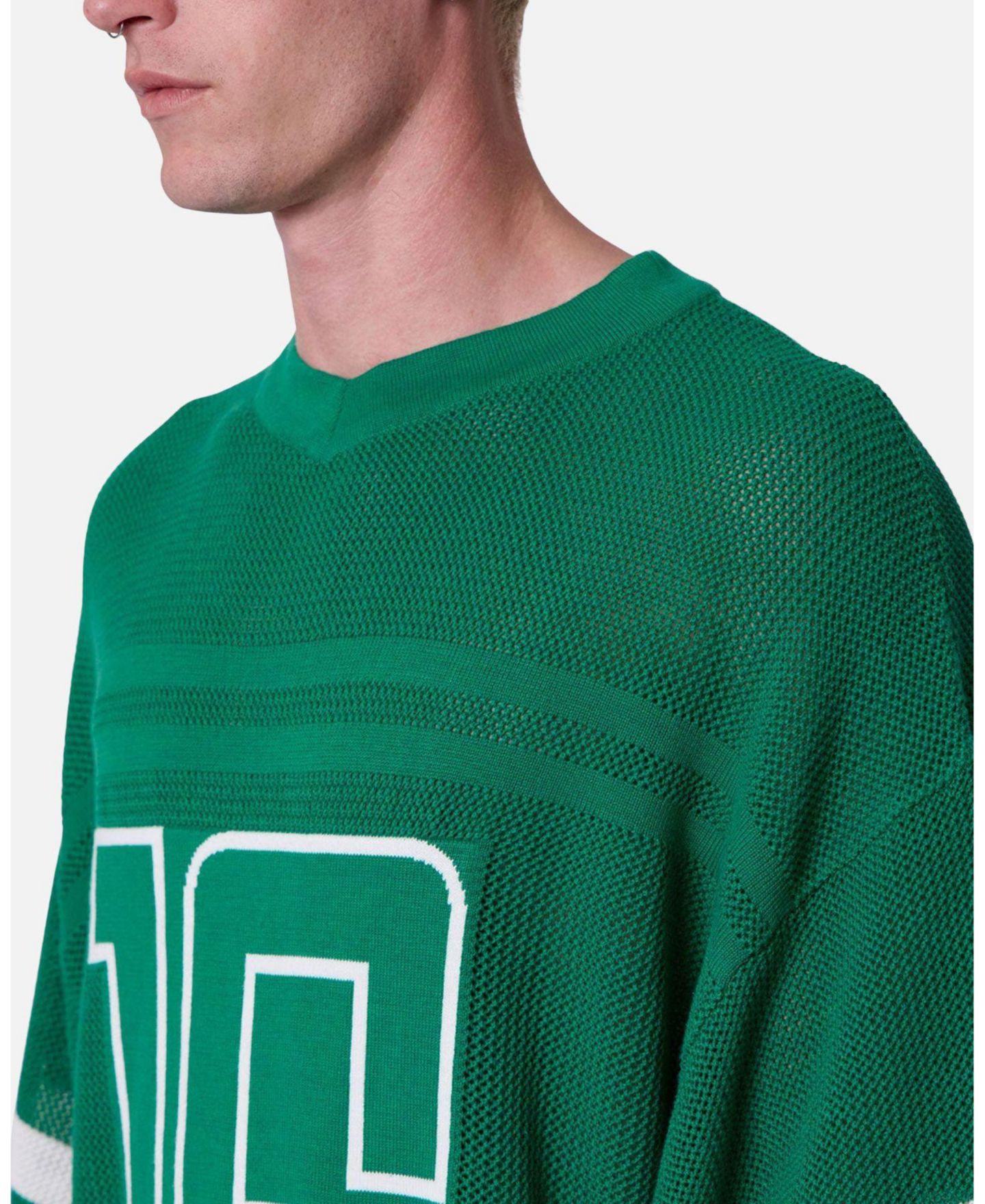 Мужской топ mnml Open Knit Varsity Jersey, цвет: Зелёный — фото 6