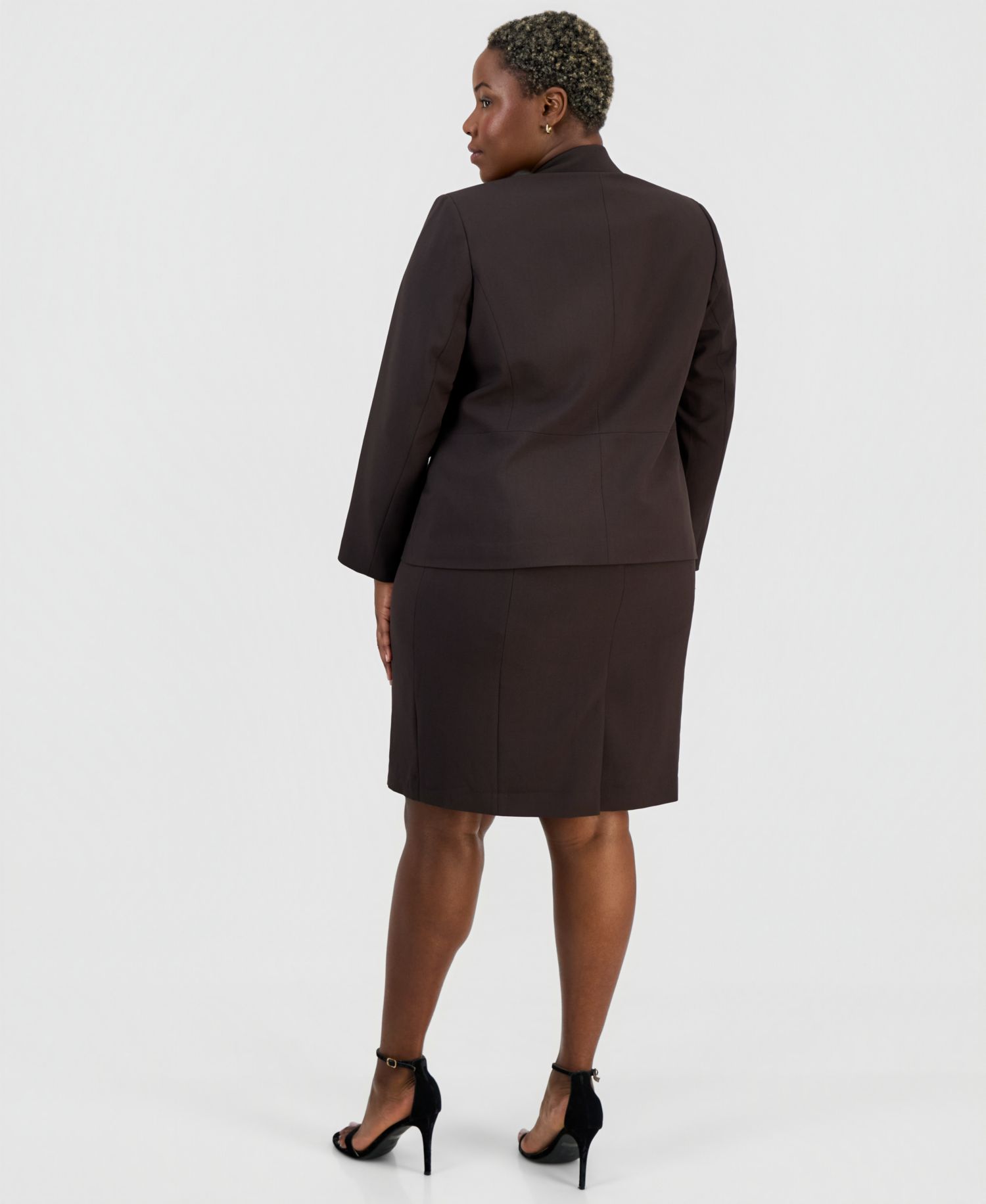 Plus Size One-Button Peplum Jacket & Basic Sheath Dress Suit