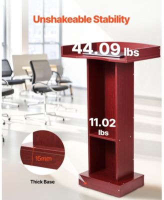 Podium Stand, 41" Wooden Lectern, Laptop Desk with Storage Shelf, Elegant