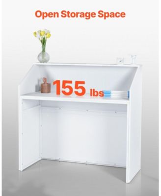 Reception Desk, 46 Inch Rectangular Front Counter Table for Office and Retail Use
