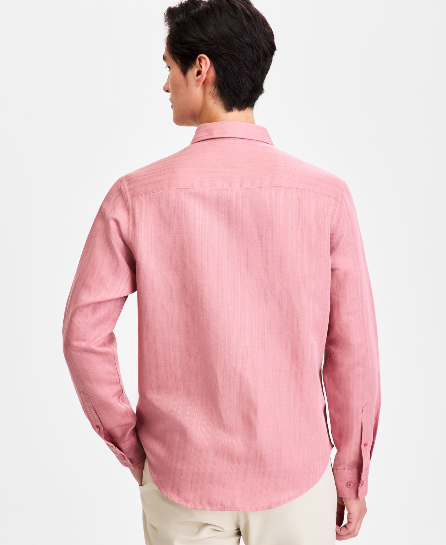 Men's Long-Sleeve Linen-Blend Stripe Dobby Shirt, Macy's Exclusive