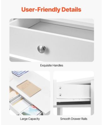 Small Desk with Drawers, Kids Desk for Bedroom, Modern Study Table, White