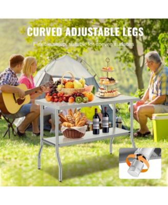 Folding Commercial Prep Table, 48 x 24 Inch, Stainless Steel, 300 lbs Capacity