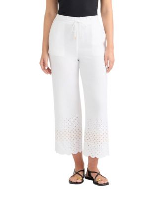 Women's Cropped Pant with Scallop Eyelet Hem