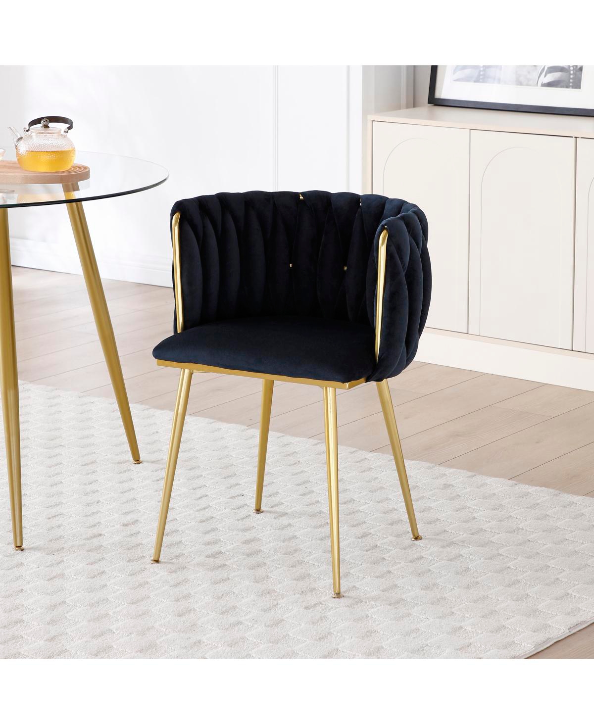 Streamdale Furniture Modern Velvet Dining Chairs Set of 2 with Golden Metal Legs