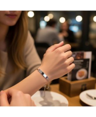 Classic Set of 2 Thin Mother Young Daughter Set ID Bracelet Bolo Name Plated Wrist 7 Inch Sterling Silver Adjustable