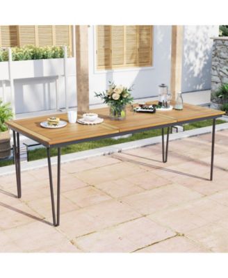79'' Outdoor Dining Table 8-Person Table w/ 1.9'' Umbrella Hole Patio