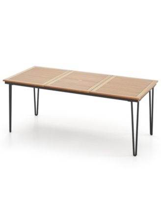 79'' Outdoor Dining Table 8-Person Table w/ 1.9'' Umbrella Hole Patio